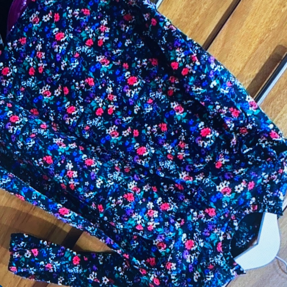 Multicolor floral design stylish cord blouse
